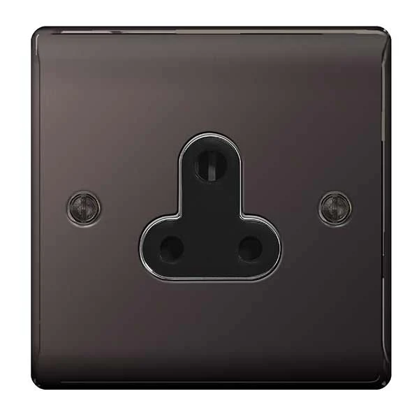 BG NBN29B Nexus Metal Black Nickel Single Round Pin Unswitched 5A Socket