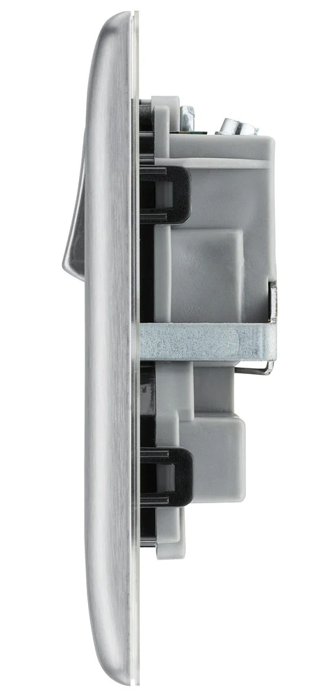 BG NBS22B Nexus Metal Brushed Steel Double Switched 13A Power Socket - Image 4