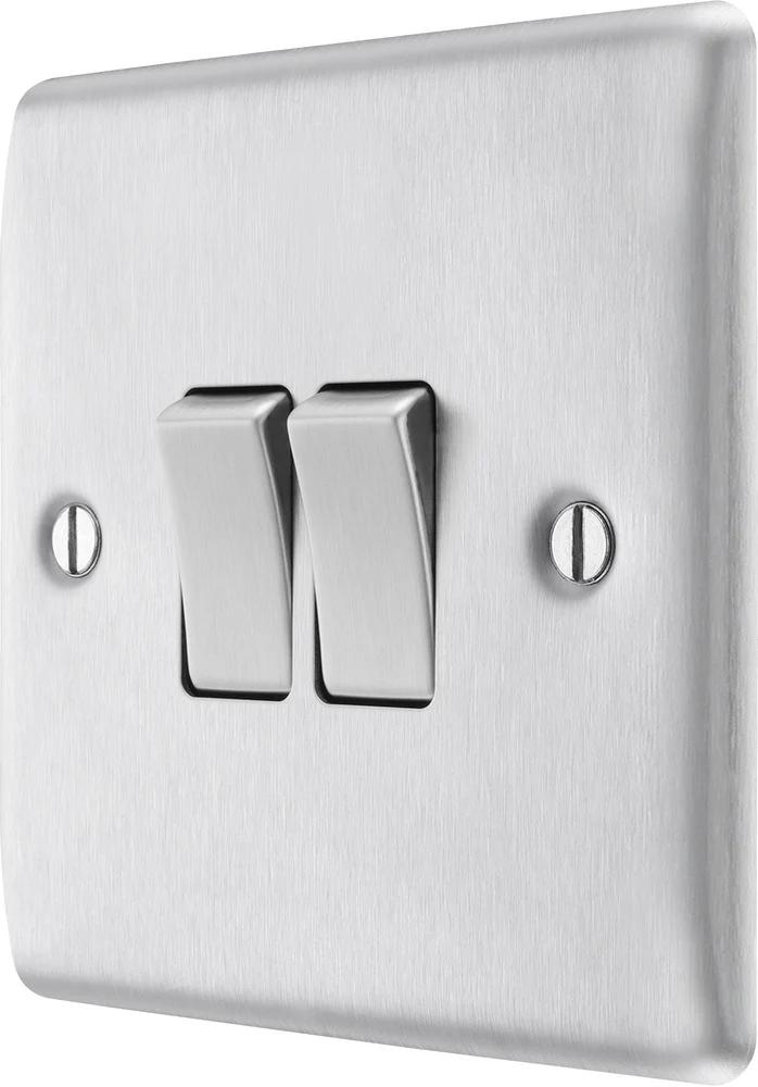 BG NBS42 Nexus Metal Brushed Steel Double Switch, 10Ax 2 Way - Image 4