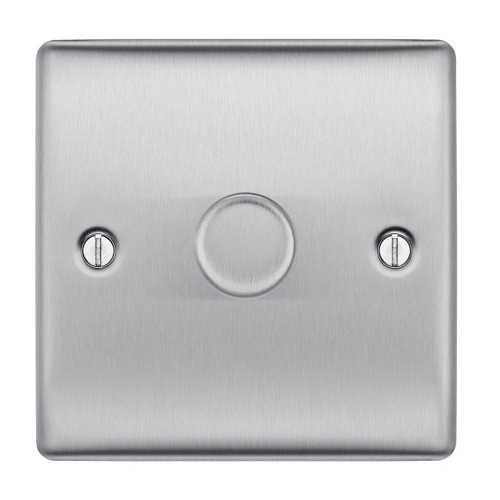 BG NBS81 Nexus Metal Brushed Steel 400W Intelligent Single Dimmer Switch, 2-Way Push On-Off - Image 2