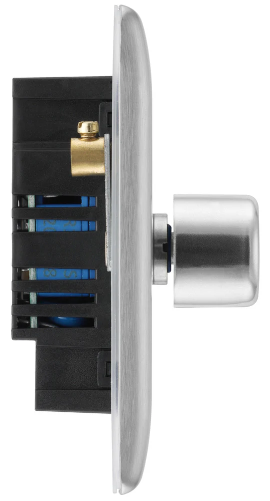 BG NBS83 Nexus Metal Brushed Steel Intelligent 400W Triple Dimmer Switch, 2-Way Push On-Off - Image 5