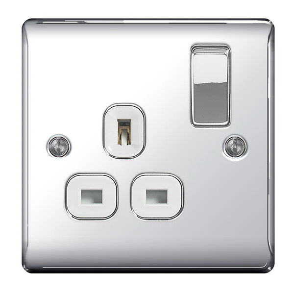 BG NPC21W Nexus Metal Polished Chrome Single Switched 13A Power Socket
