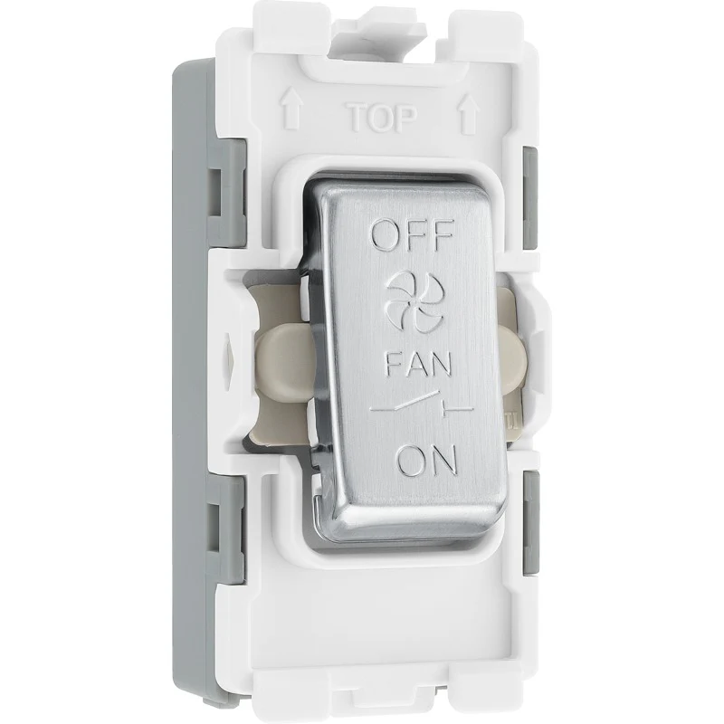 BG RBS15 Nexus Brushed Steel Grid 10A 3 Pole Fan Switch