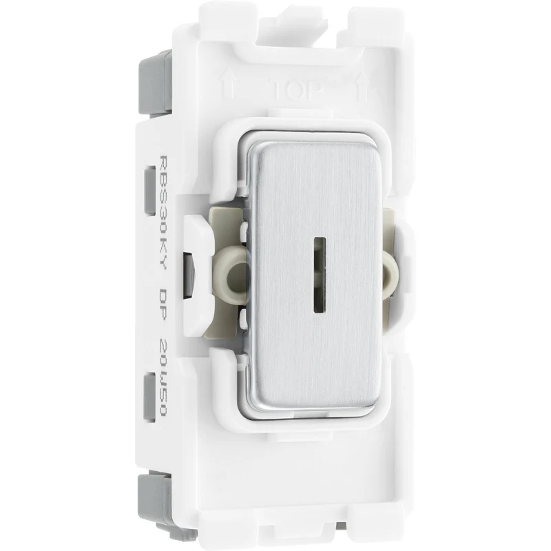 BG RBS30KY Nexus Brushed Steel Grid 20AX Sc Key Switch Double Pole