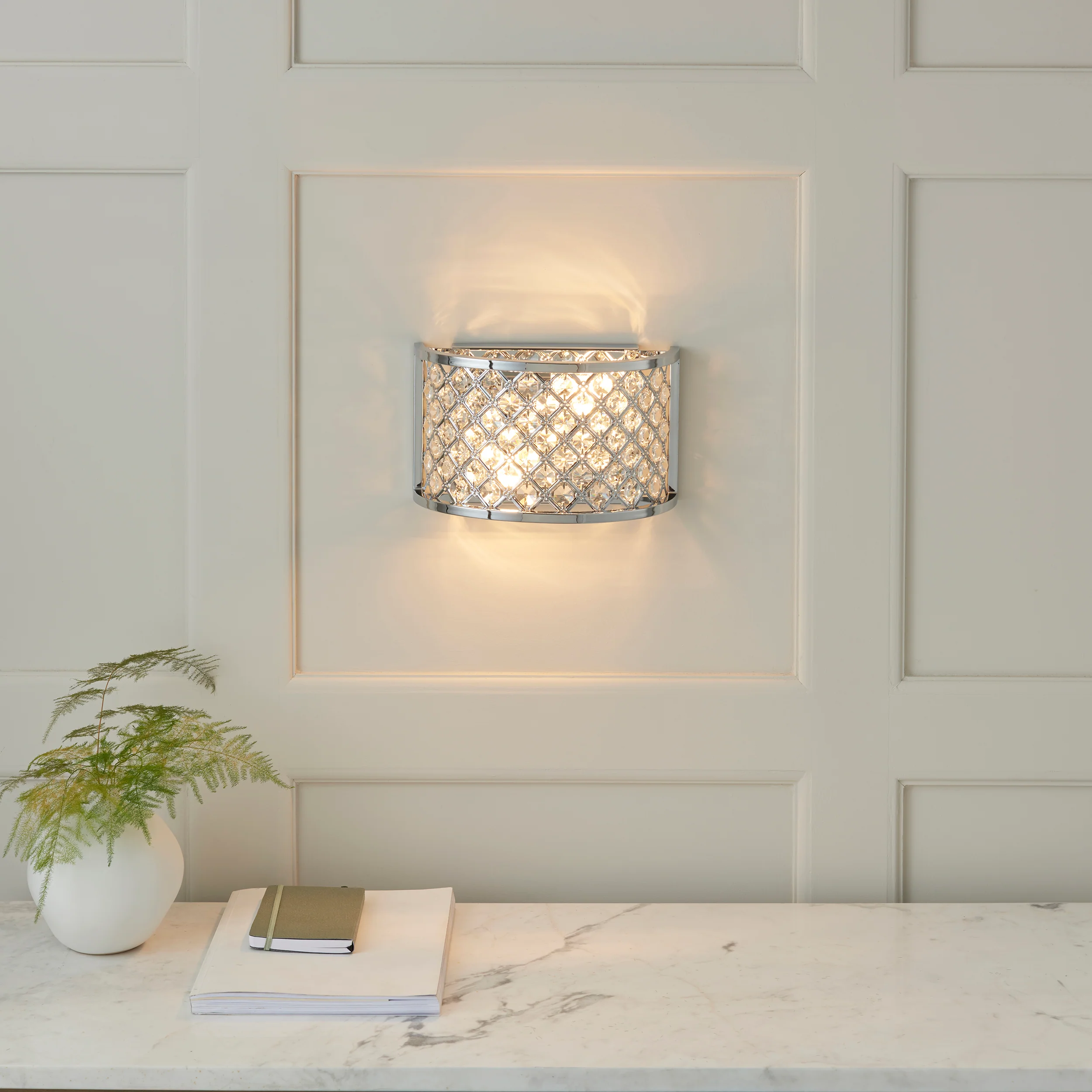 Endon HUDSON-2WBCH Hudson 2-Light Wall Light - Modern Wall Sconce for Contemporary Spaces