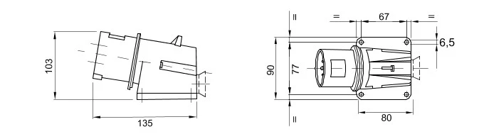 Gewiss GW60420 3P+N+E, 32A, 90° Angled Surface Mounting Inlet 380-415V, 6H - Image 2