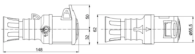 Gewiss GW62008H 3P+E 16A 380-415V, 6H Straight Connector - Image 2