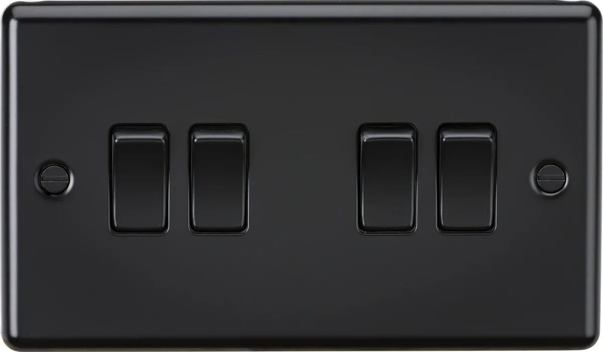 Knightsbridge MLA CL41MBB 10AX 4G 2 Way Plate Switch - Rounded Edge Matt Black