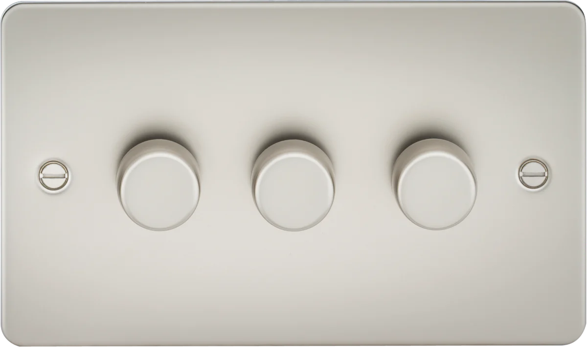 Knightsbridge MLA FP2163PL Flat Plate 3G 2 Way Dimmer 60-400W - Pearl