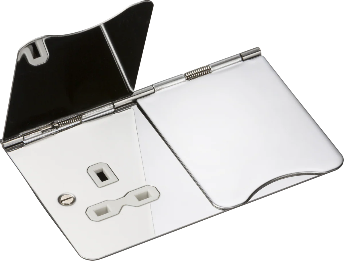 Knightsbridge MLA FPR9UPCW 13A 2G unswitched floor socket - polished chrome with white insert