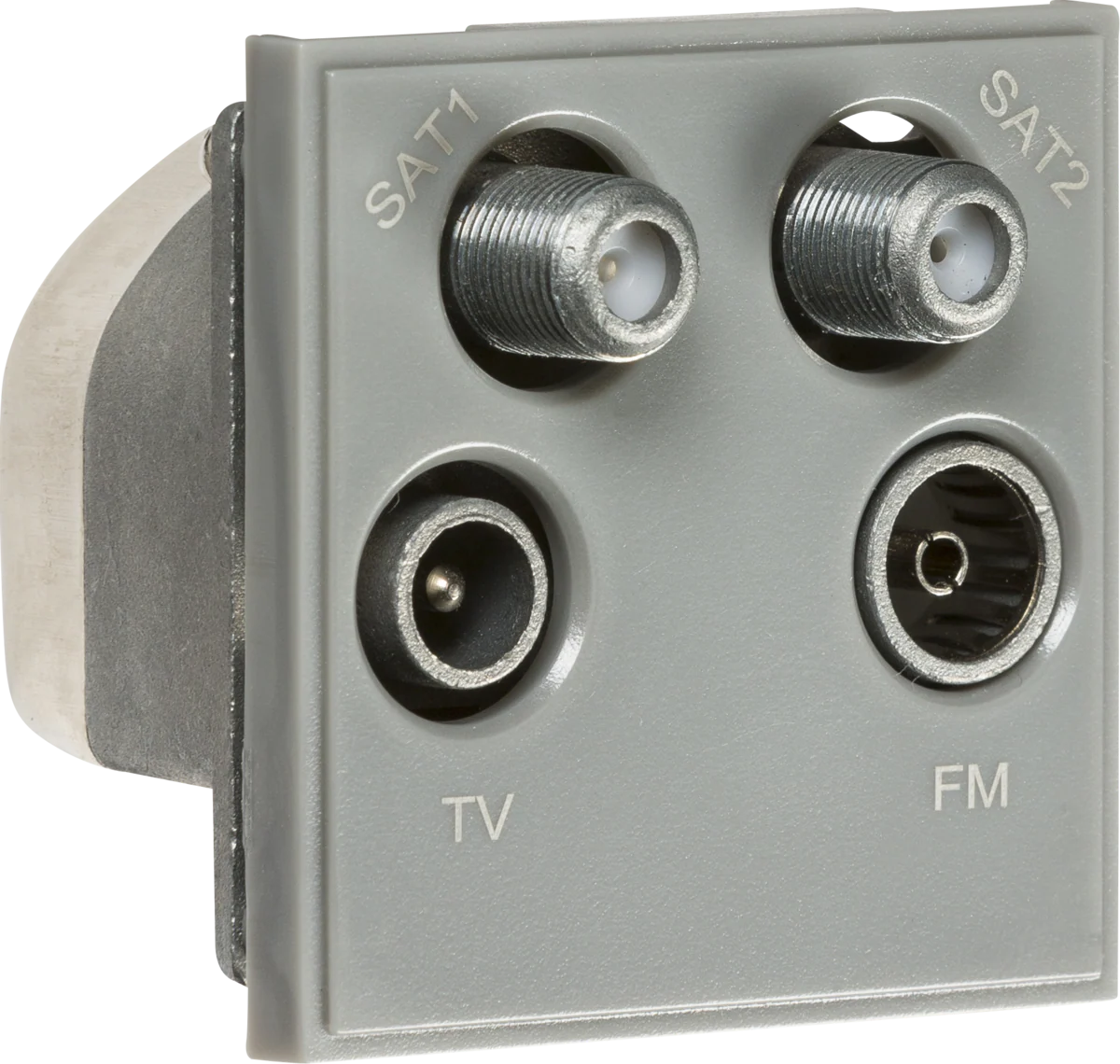 Knightsbridge MLA NETQDGY Quadplexed SAT1/SAT2/TV/FM DAB Outlet Module 50 x 50mm - Grey