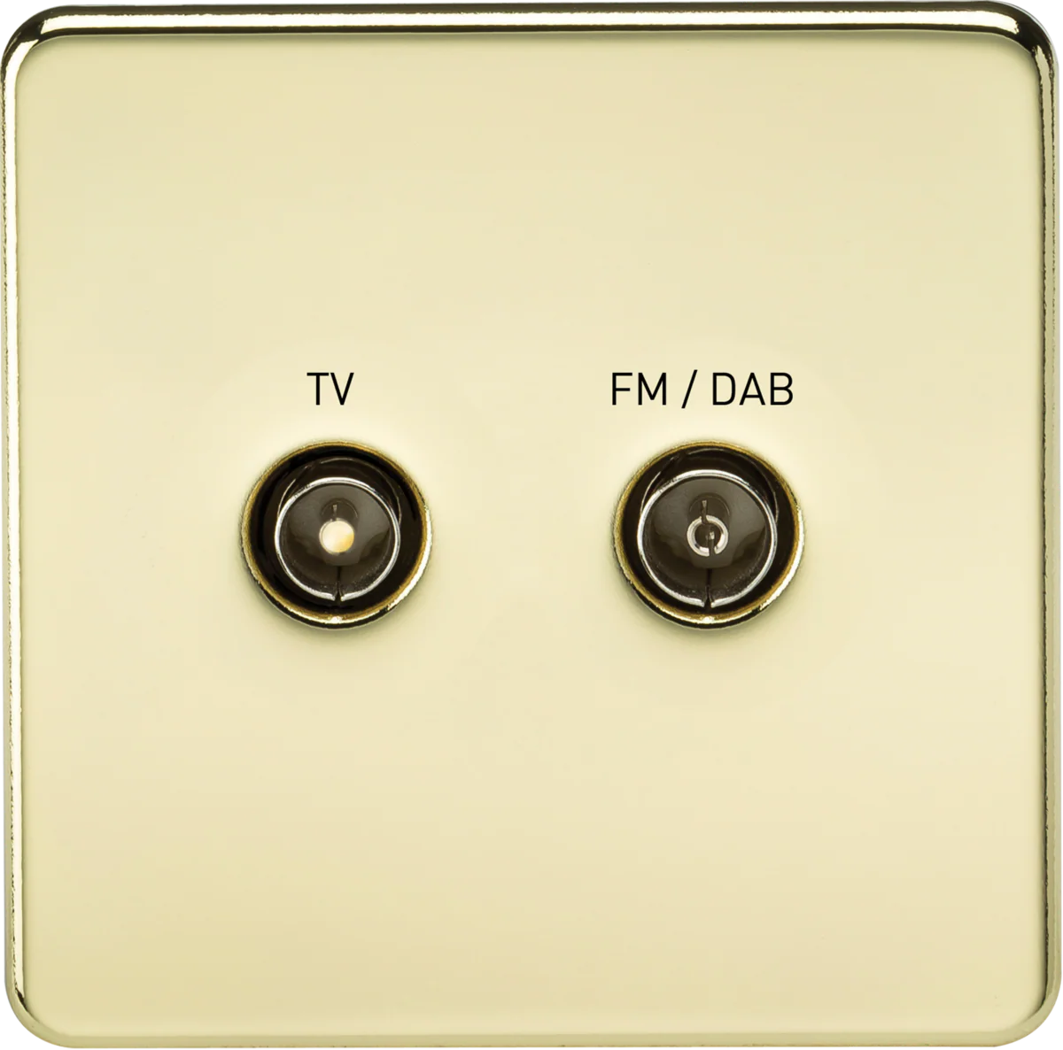 Knightsbridge MLA SF0160PB Screwless Screened Diplex Outlet (TV and FM DAB) - Polished Brass