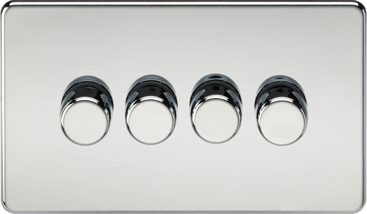 Knightsbridge MLA Screwless SF2194PC 4G 2-way 10-200W (5-150W LED) Intelligent dimmer - Polished Chrome