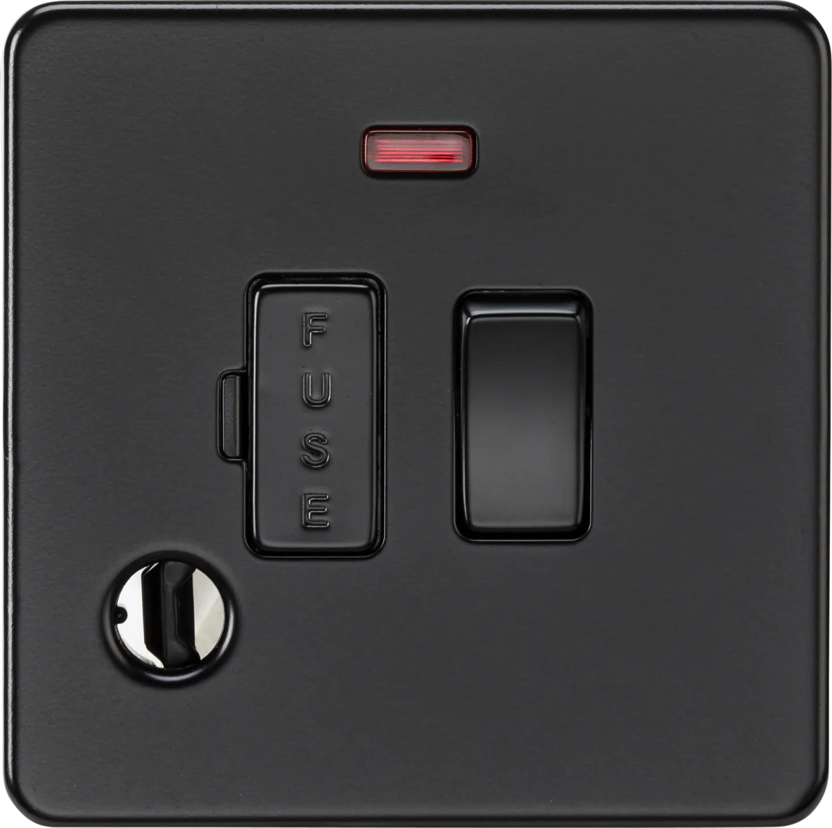 Knightsbridge MLA Screwless SF6300FMBB 13A Switched Fused Spur with Neon and Flex Outlet - Matt Black