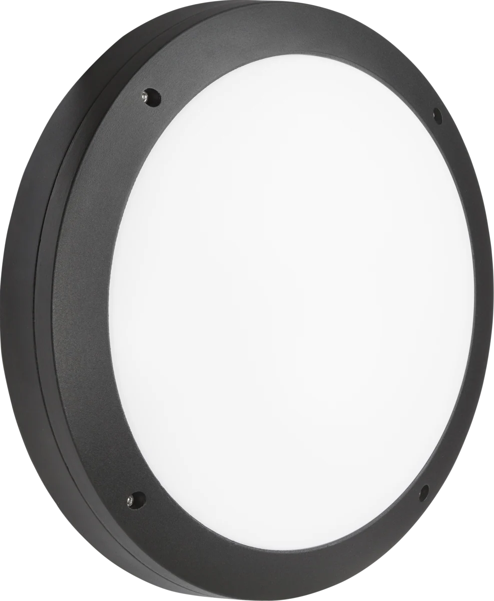 Knightsbridge MLA SHE1BEMP 230V IP65 18W LED Round Bulkhead CCT with Emergency & Daylight Sensor Black