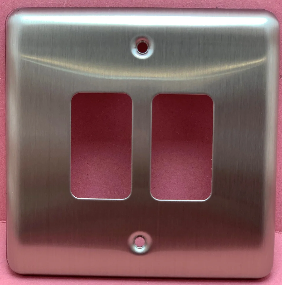 Quadrant Decor 2 Gang Front Plate in Satin Chrome - QD-G2-SC-B