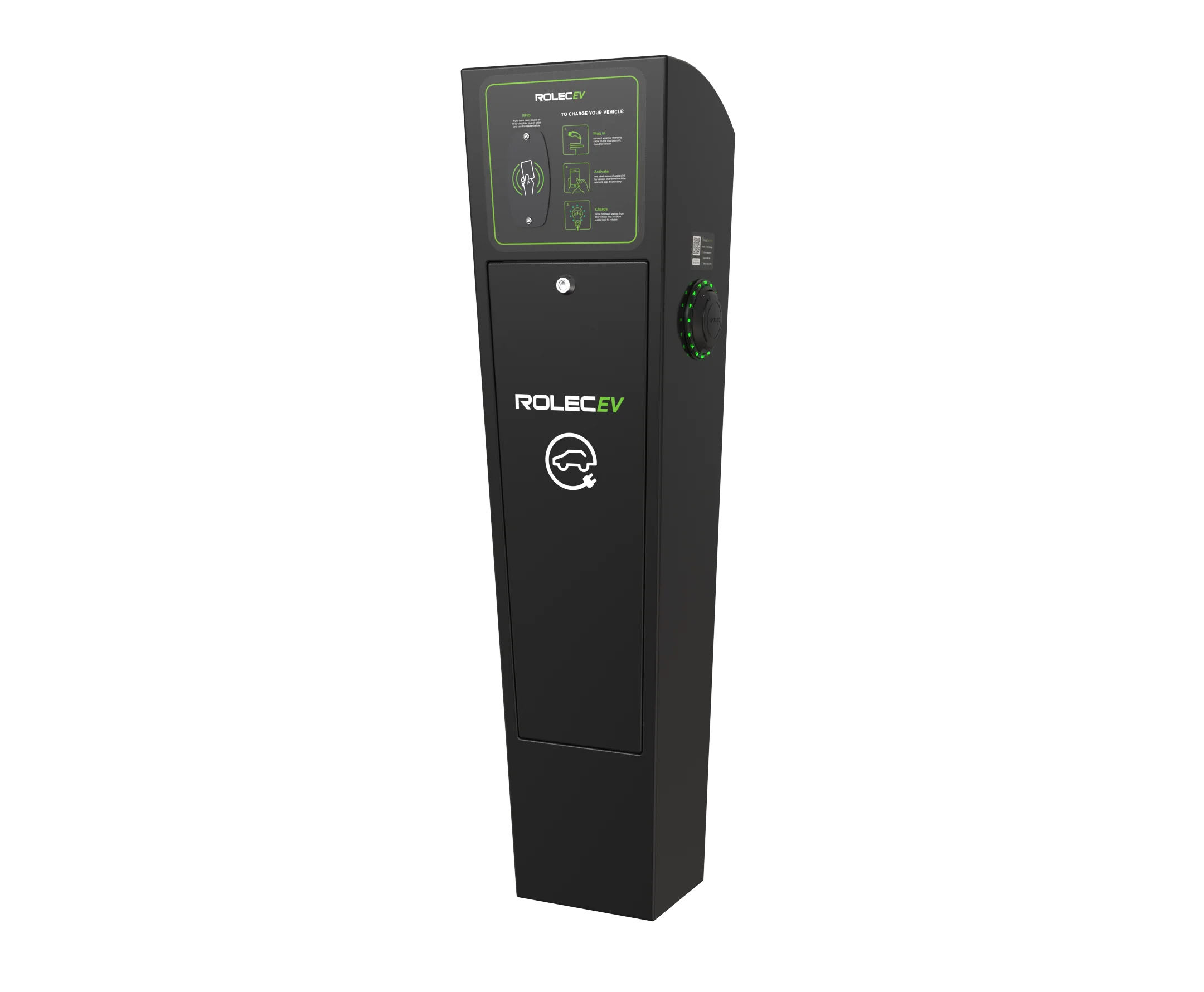 ROLEC ROLEC0013B AutoCharge Smart EV Charging Pedestal - 1x up to 22kW 3PH Type 2 Socket - Black