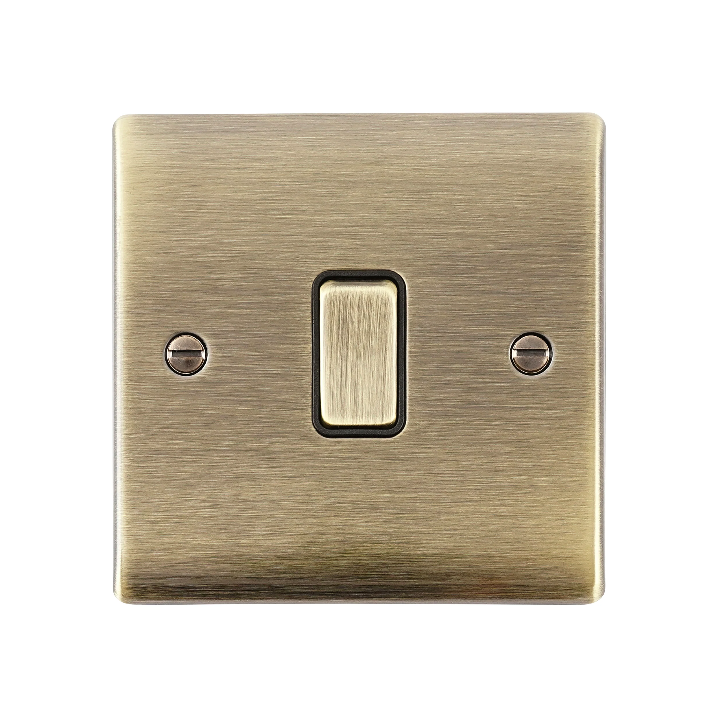 Saxby RS109ABB Raised Screwed 10AX 1G Intermediate Switch - Antique Brass With Black Insert