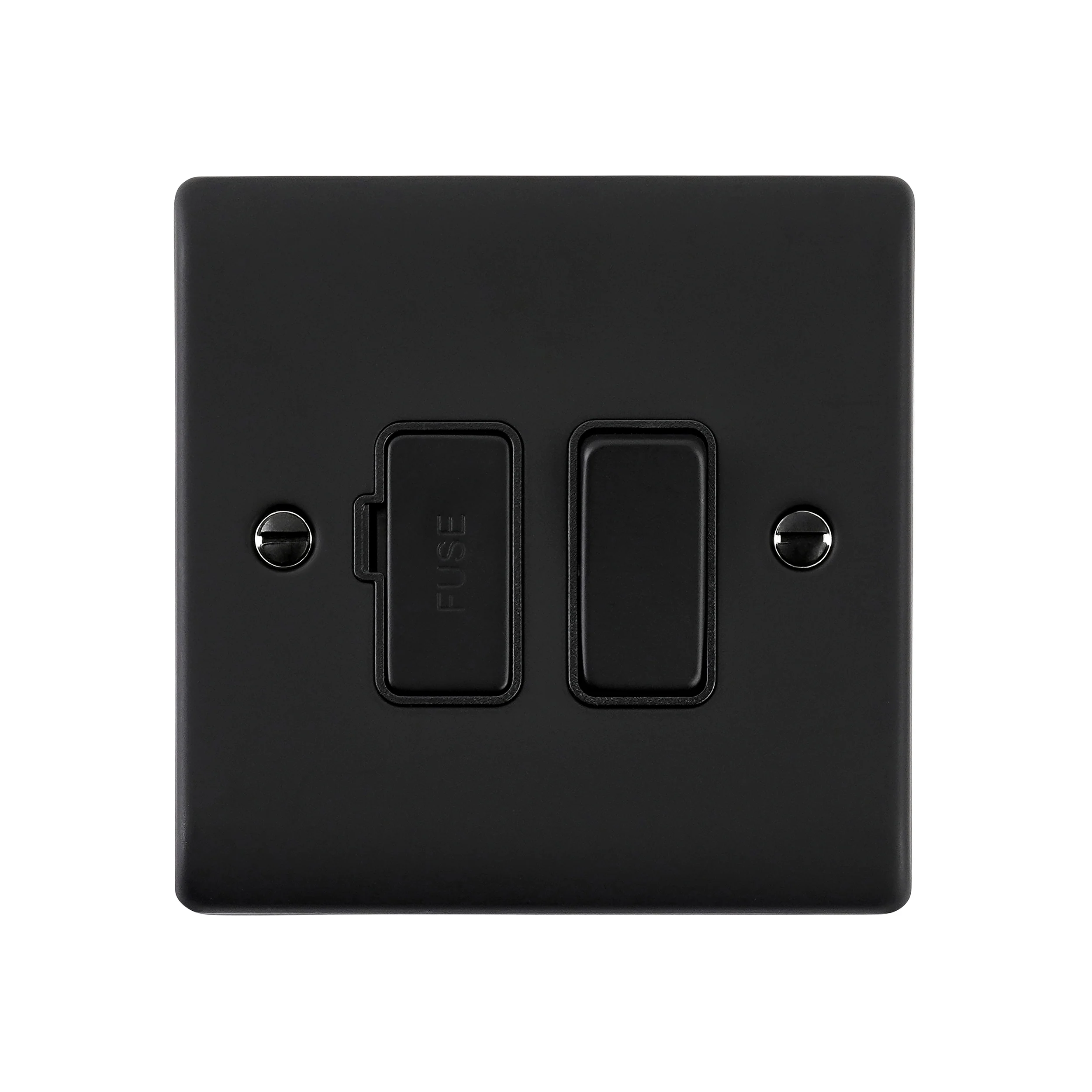 Saxby RS320BLB Raised Screwed 13A Switched Fused Spur Unit - Matt Black With Black Insert