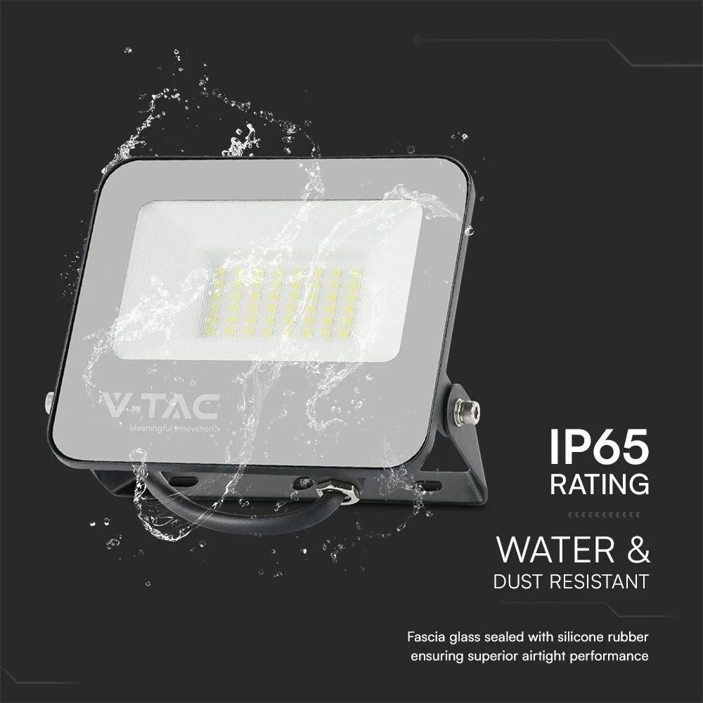 V-TAC 23462 VT-44034 30W FLOODLIGHT RGB + WHITE BLACK BODY GREY FROSTED GLASS WITH REMOTE CONTROLLER IP65 - Image 3