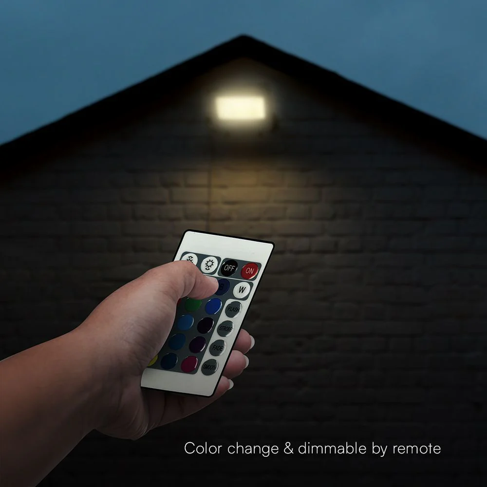V-TAC 23462 VT-44034 30W FLOODLIGHT RGB + WHITE BLACK BODY GREY FROSTED GLASS WITH REMOTE CONTROLLER IP65 - Image 4